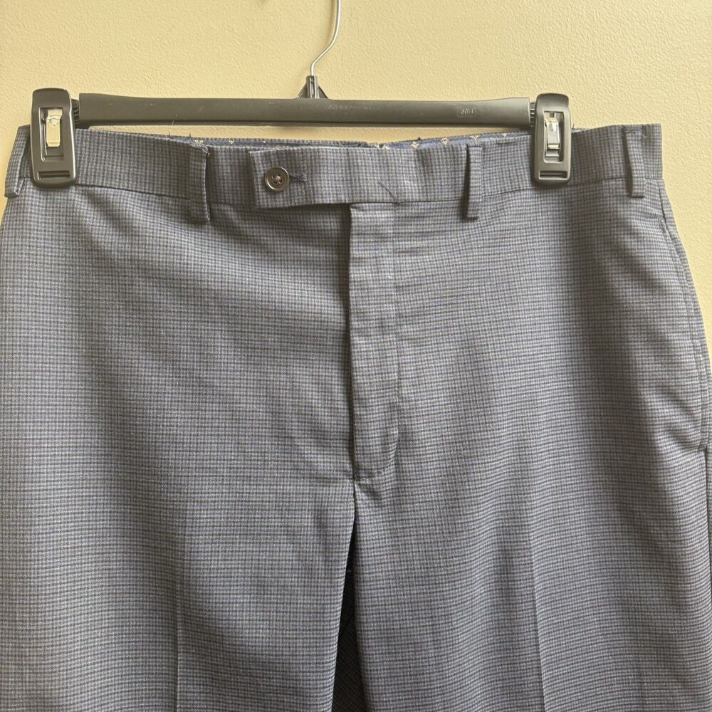 Men’s 35X32 Lauren Ralph Lauren Pants Navy Blue Plaid Flat Front - Picture 3 of 4